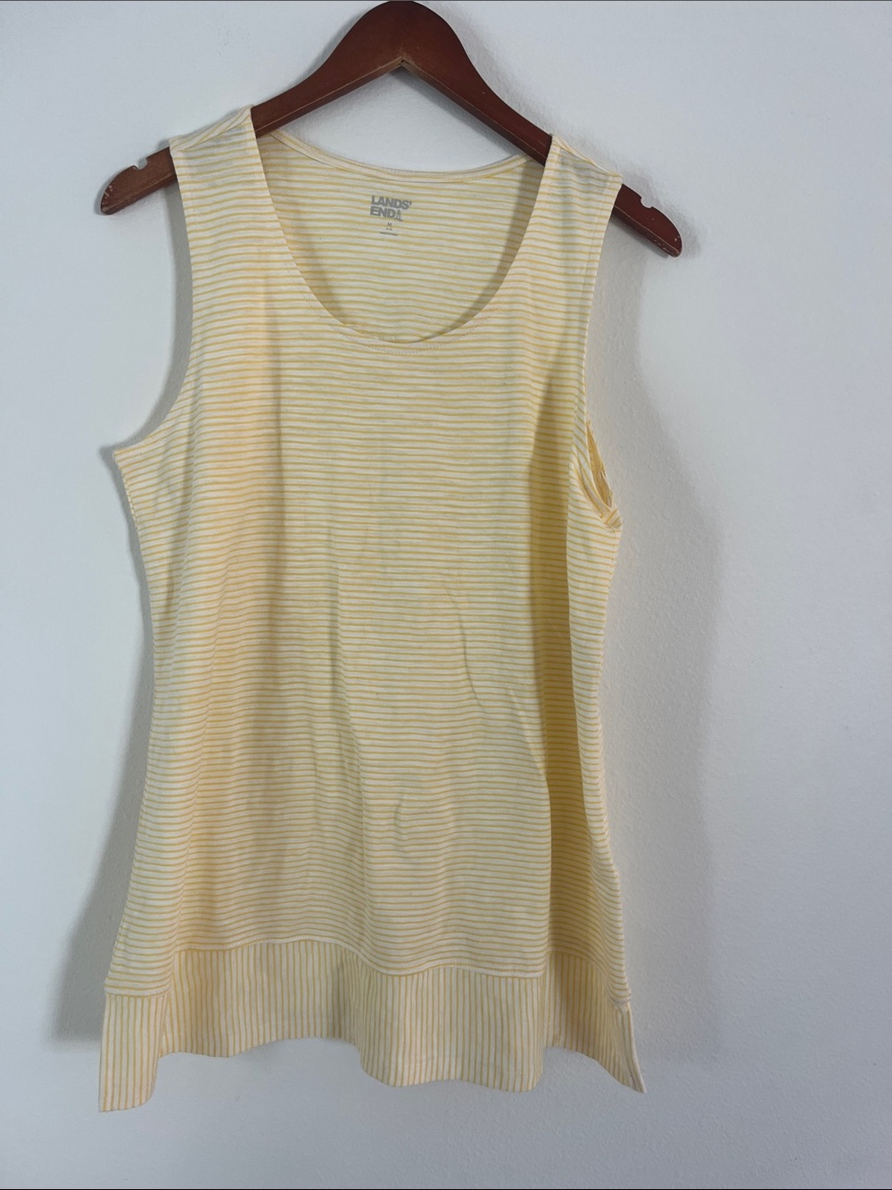LANDS END Yellow & White Striped Tank Top